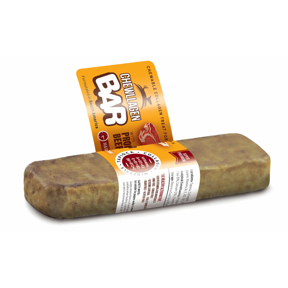 Caja de barritas masticables Chewllagen Bar de ternera, talla M de 12,7 cm, 24 unidades